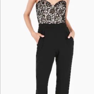 Express Black, lace bodice strapless jumpsuit